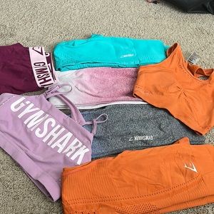 Gymshark bundle of leggings, short, and sports bra